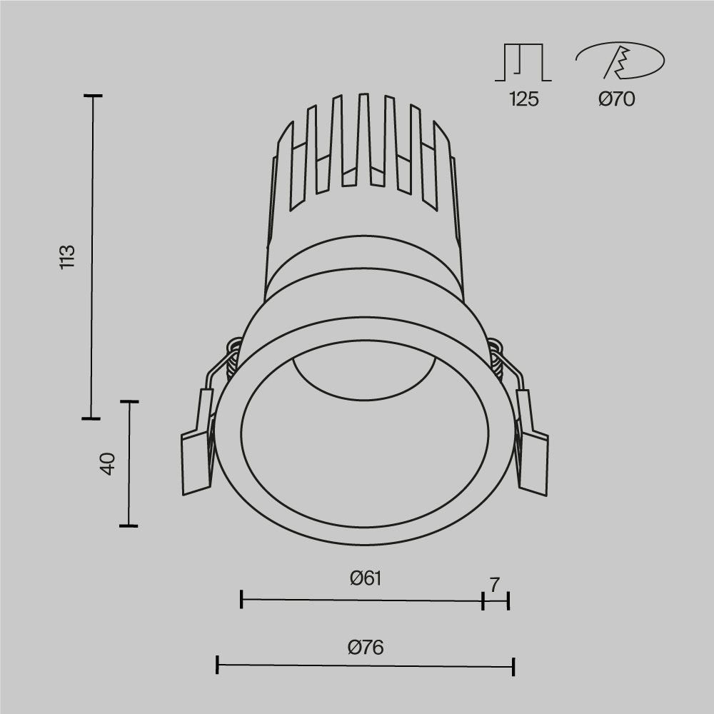Oprawa sufitowa wpuszczana DIP DL118-15W-2.7K-B, czarna, LED 15 W 2700 K – Maytoni - obrazek 4