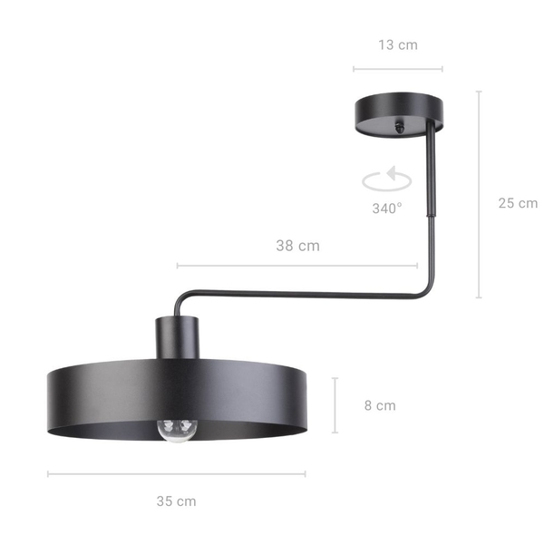 Plafon klasyczny VASCO 1 czarny, 1 × E27 – Sigma Lighting 31549 - obrazek 2