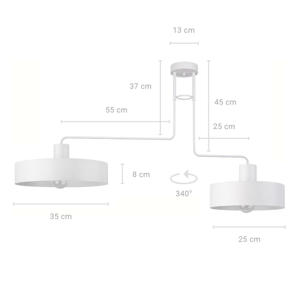 Plafon klasyczny VASCO 2 biały, 2 × E27 – Sigma Lighting 31552 - obrazek 2