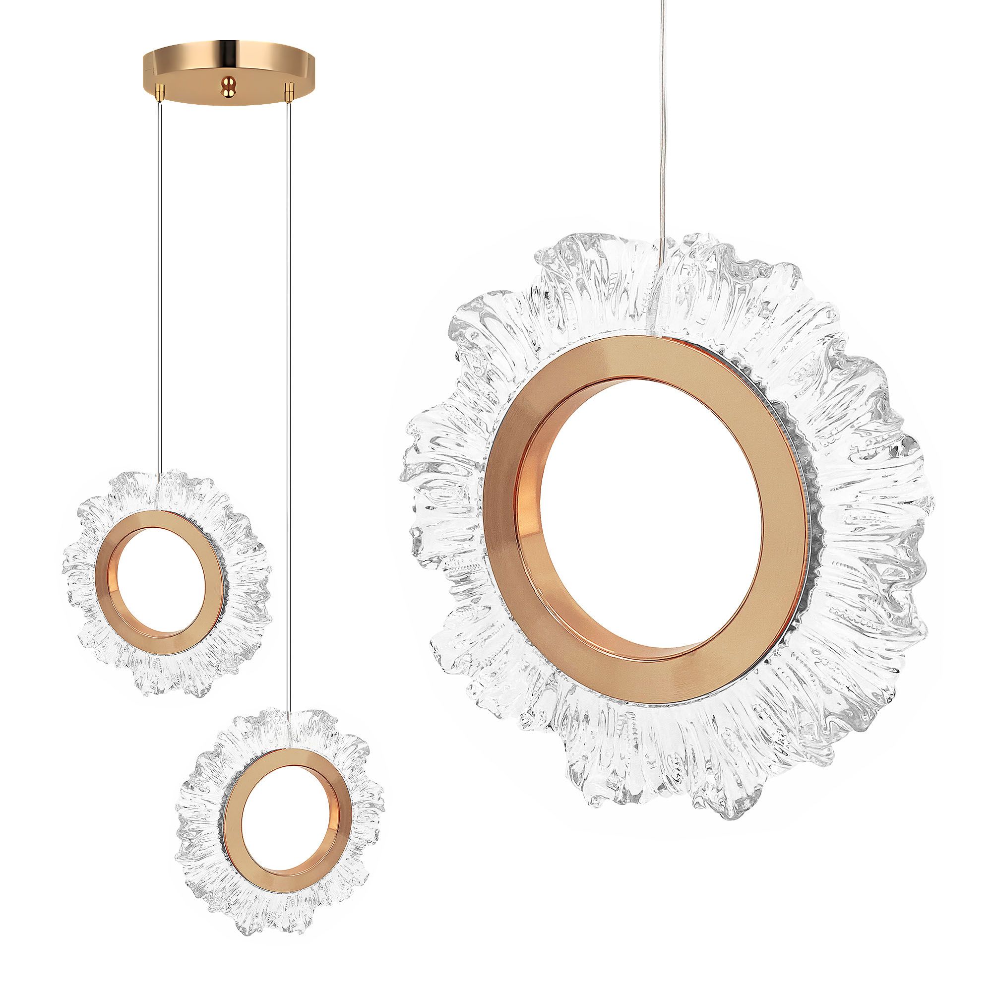 LAMPA SUFITOWA WISZĄCA LED LHJ103-2CP ZŁOTA