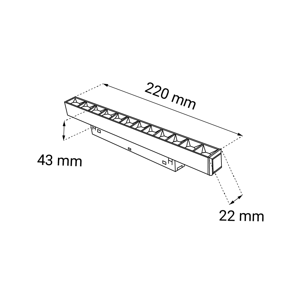 Liniowa oprawa szynowa Antigo KOMATSU DOT 48 V – czarna, 3000 K, 220 mm – 6560 - obrazek 2