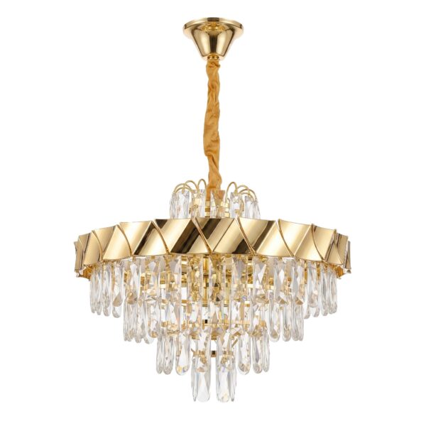 Lampa Wisząca z Kryształami SWE076-CP 50cm Złota