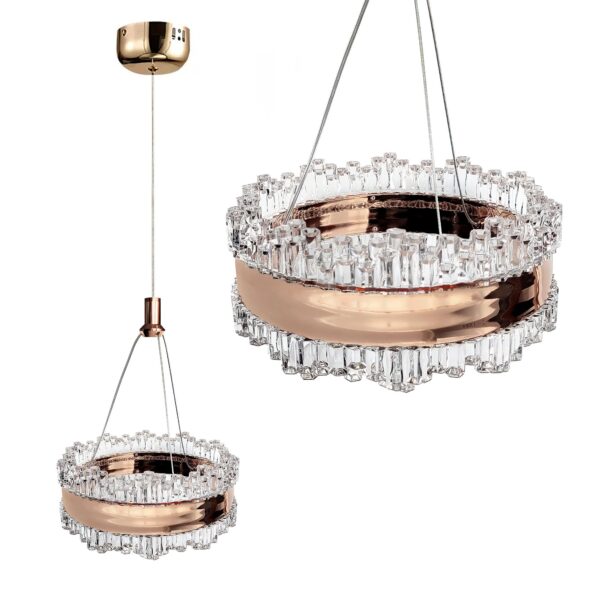 LAMPA WISZĄCA KRYSZTAŁOWA LED LHJ099-CP ZŁOTA