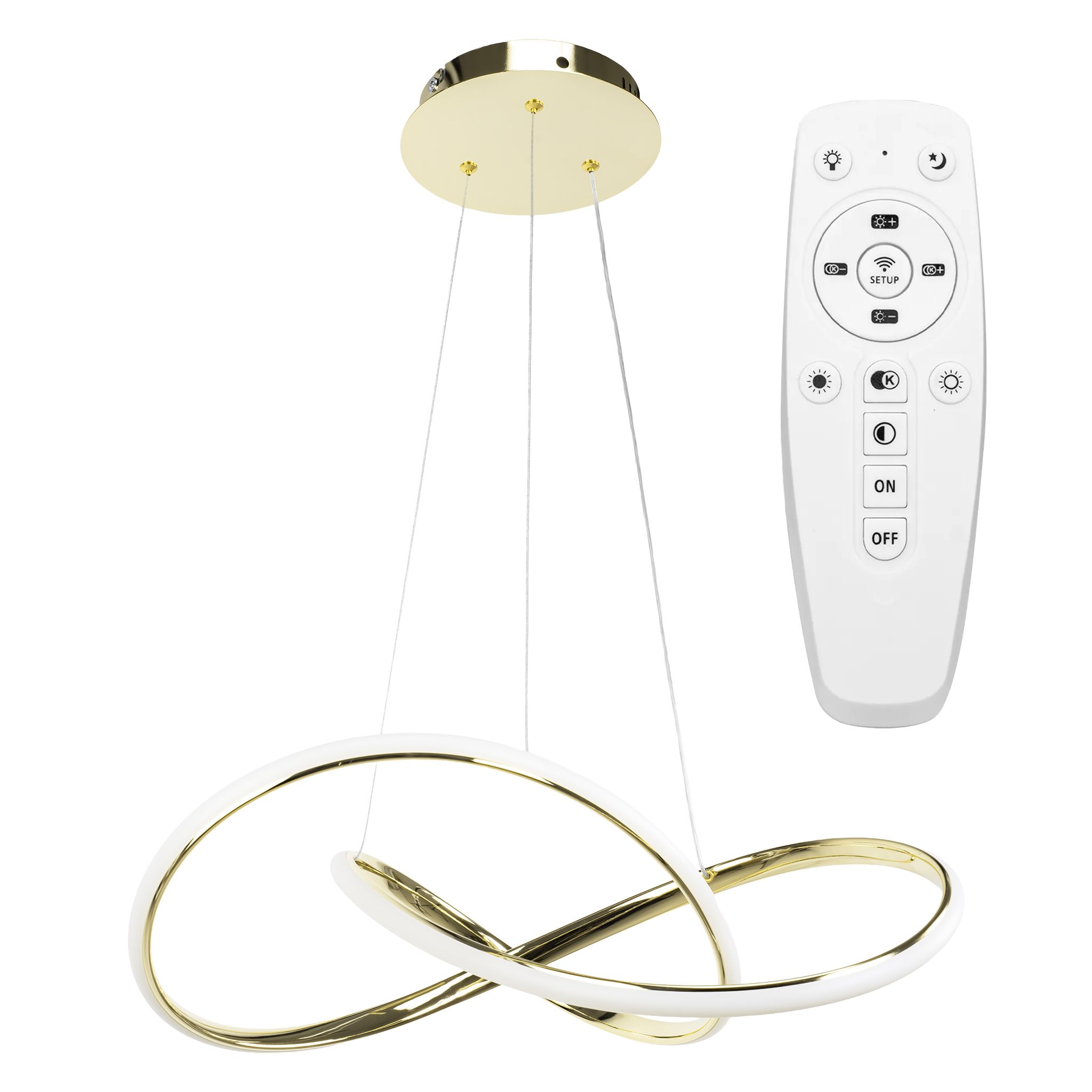 Lampa Sufitowa Wisząca Ring Nowoczesna LED + Pilot APP394-CP Złota