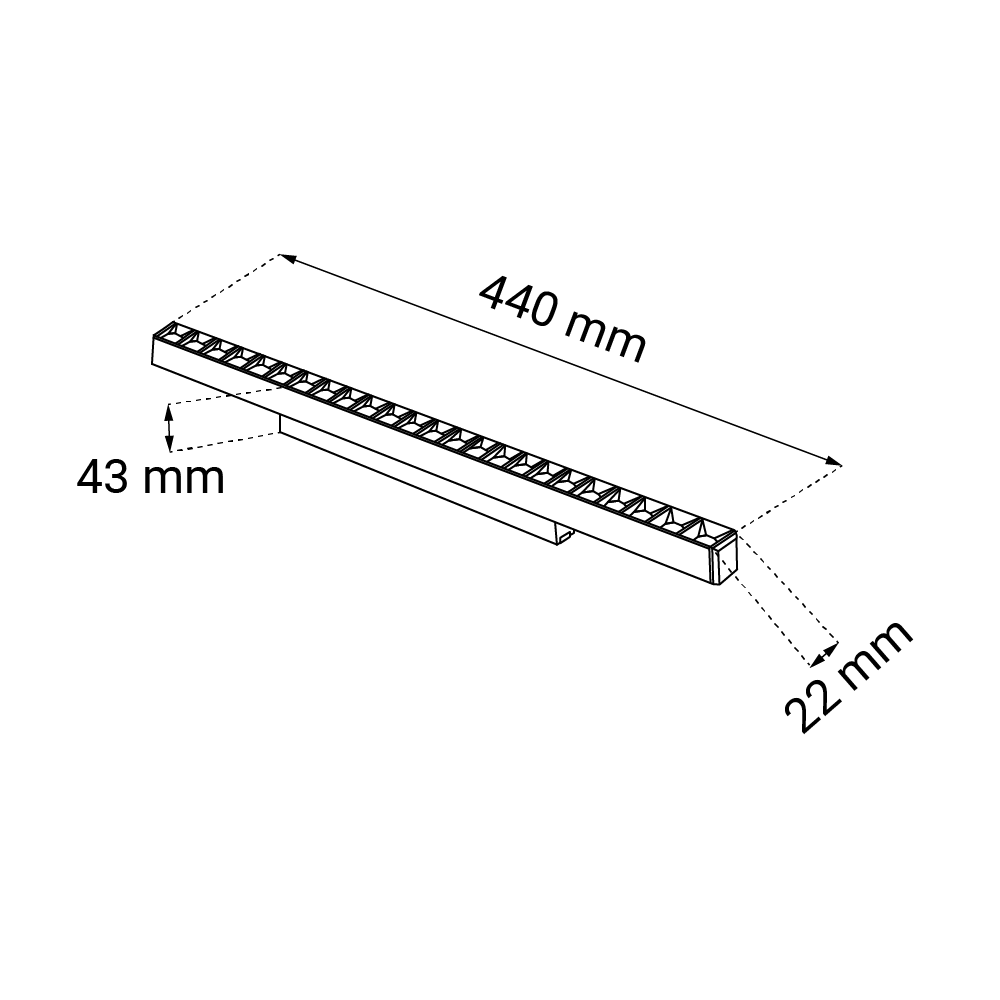 Liniowa oprawa szynowa Antigo KOMATSU DOT 48 V – czarna, 3000 K, 440 mm – 6564 - obrazek 2