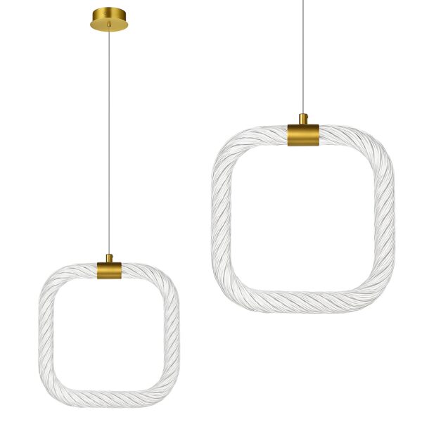 LAMPA SUFITOWA WISZĄCA LED LHJ056-CP1 ZŁOTA SZCZOTKOWANA