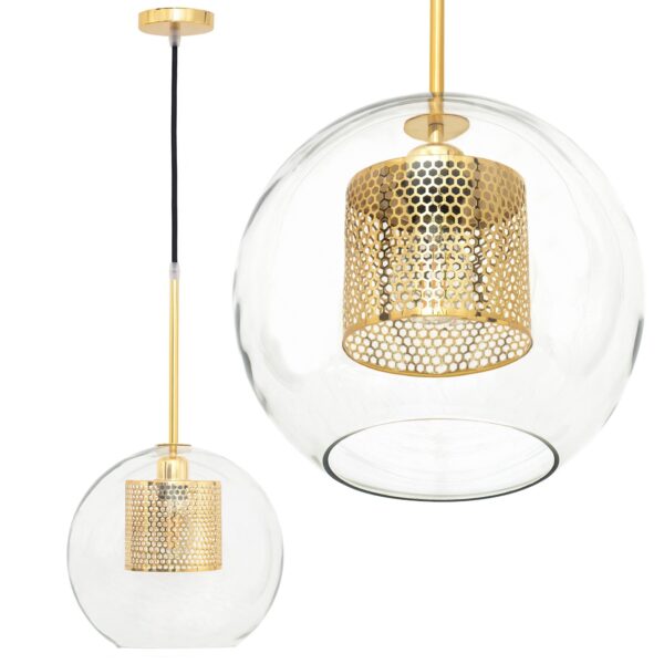 Lampa wisząca szklana loft APP554-1CP 20cm Złota