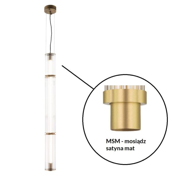 Lampa wisząca glamour Antigo MEREZI 2 – mosiądz, mosiądz satyna mat, LED 30 W, 3000 K – 5217- MSM