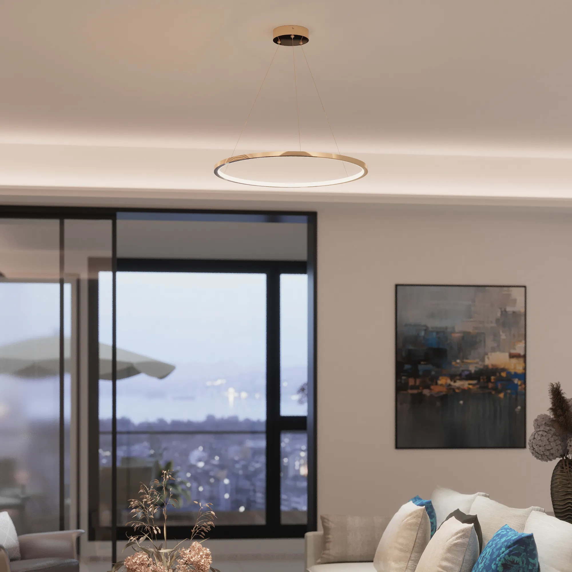 Lampa wisząca RINGA PL0150-GD, złota, LED 35 W, CCT 3000/3500/4000 K – Yaskr - obrazek 3