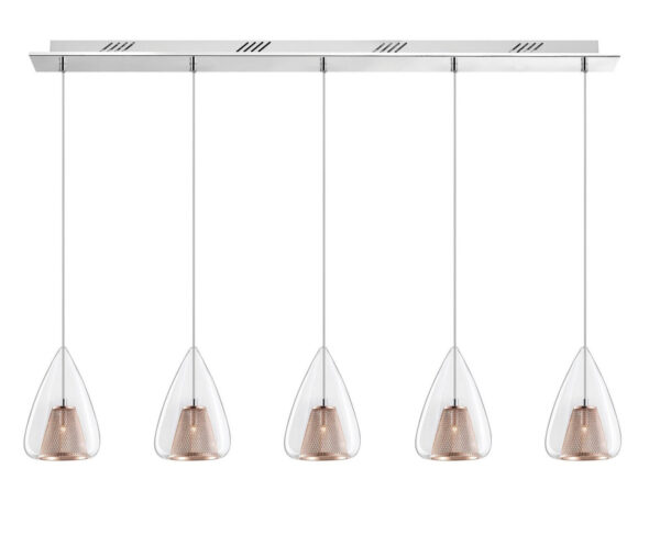 Lampa wisząca nowoczesna Luces Exclusivas YUMBO, miedziana, 5 × G9, szer. 112 cm – LE41840