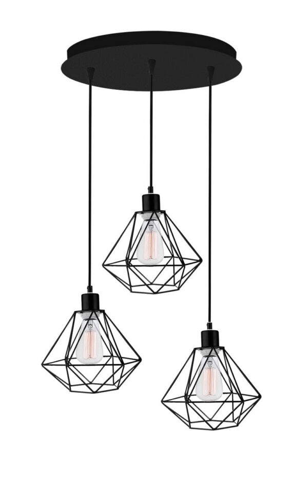 Lampa wisząca nowoczesna Luces Exclusivas PUERTO, czarna, 3 × E27, szer. 30 cm – LE42167