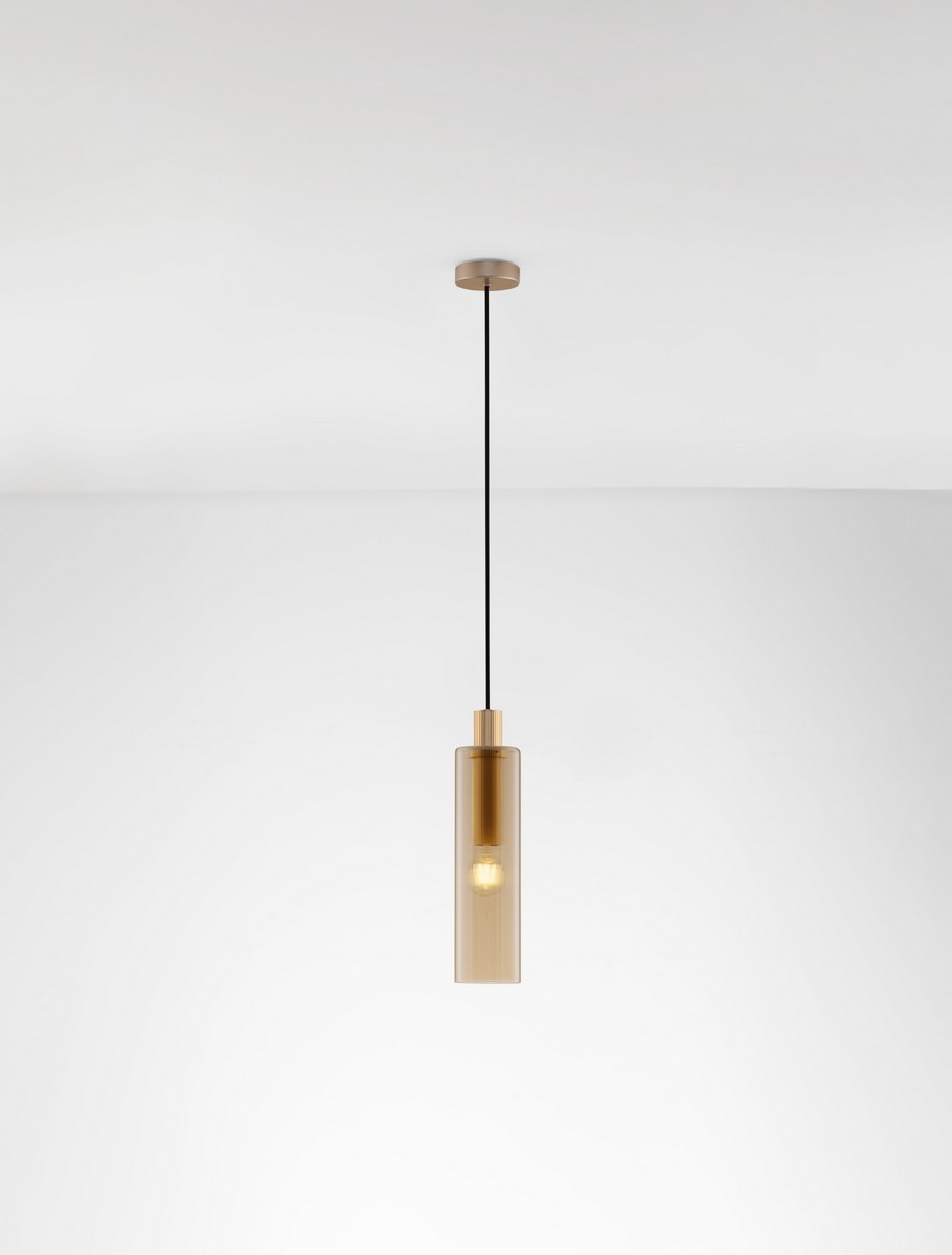 Lampa wisząca nowoczesna Luces Exclusivas ARTESA, złoto-bursztynowa, 1 × E27, Ø 10 cm – LE45877 - obrazek 4