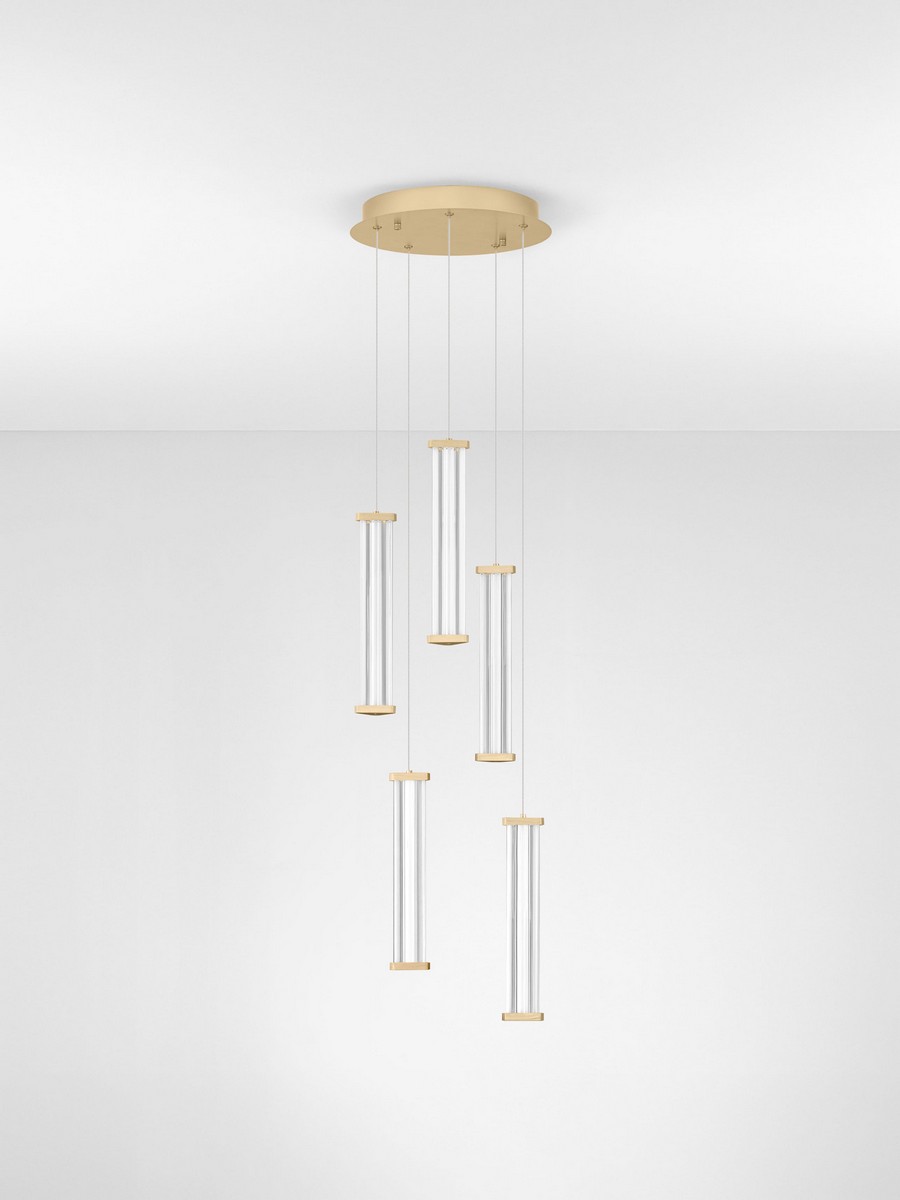 Lampa wisząca nowoczesna Luces Exclusivas CONIL, złoto-przezroczysta, LED 21 W 2700 K, Ø 32 cm – LE45996 - obrazek 2