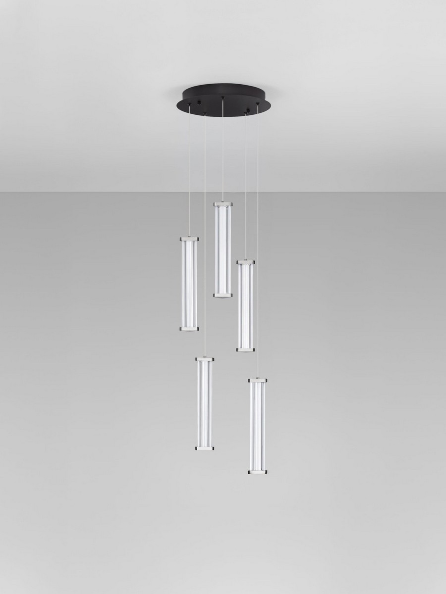 Lampa wisząca nowoczesna Luces Exclusivas CONIL, przezroczysta / nikiel satynowany, LED 21 W 3000 K, Ø 32 cm – LE45997 - obrazek 2