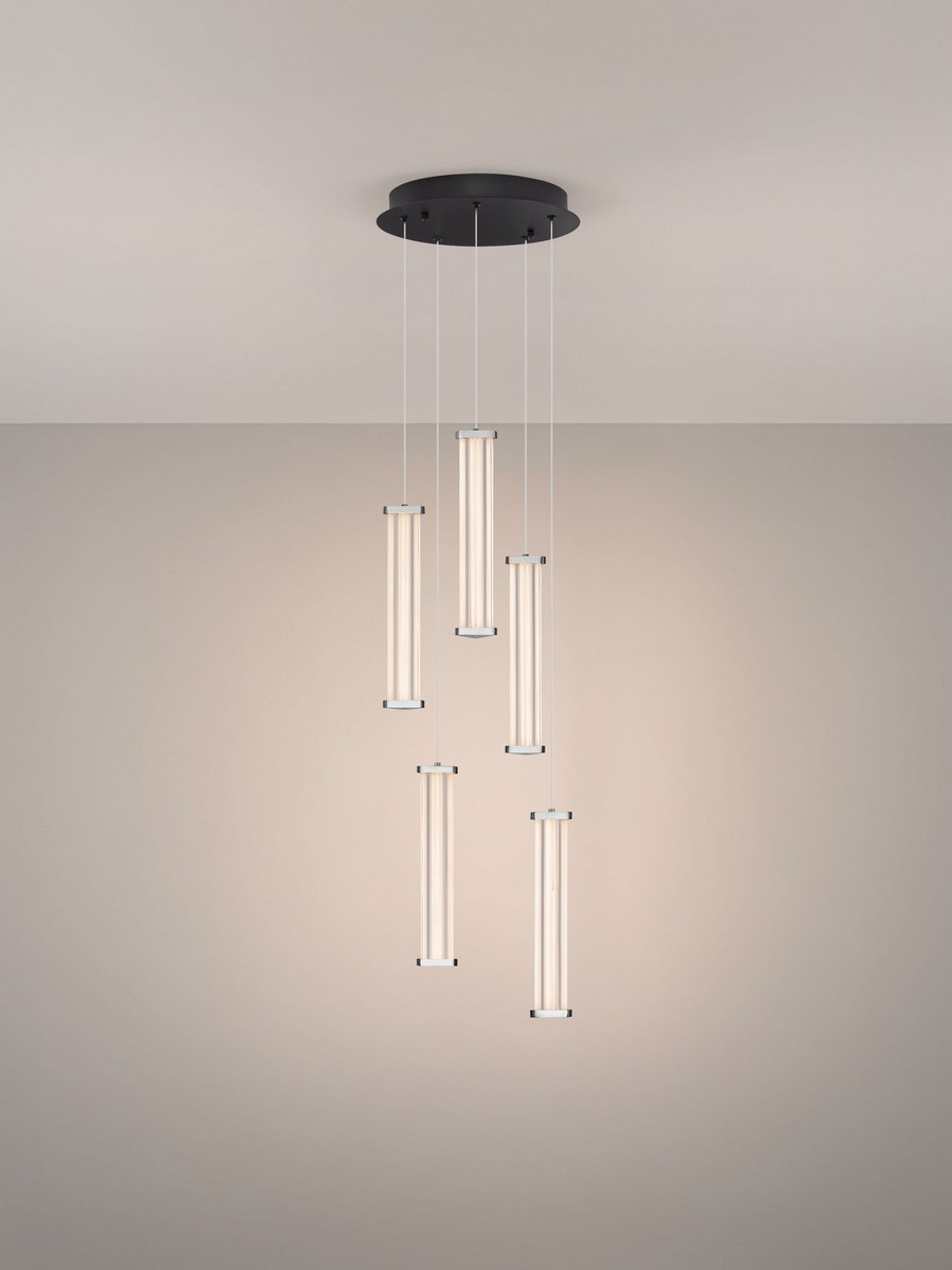 Lampa wisząca nowoczesna Luces Exclusivas CONIL, przezroczysta / nikiel satynowany, LED 21 W 3000 K, Ø 32 cm – LE45997 - obrazek 3