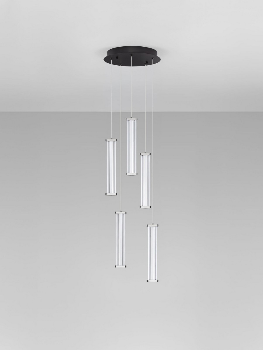 Lampa wisząca nowoczesna Luces Exclusivas CONIL, przezroczysta / nikiel satynowany, LED 21 W 2700 K, Ø 32 cm – LE45998 - obrazek 3