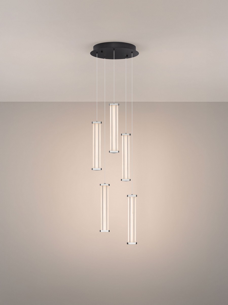 Lampa wisząca nowoczesna Luces Exclusivas CONIL, przezroczysta / nikiel satynowany, LED 21 W 2700 K, Ø 32 cm – LE45998 - obrazek 4