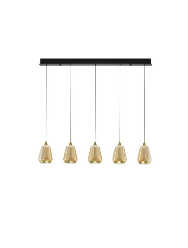 Lampa wisząca nowoczesna Luces Exclusivas RORIZNO, czarno-złoto-bursztynowa, LED 37 W 3000 K, szer. 8,5 cm – LE46147