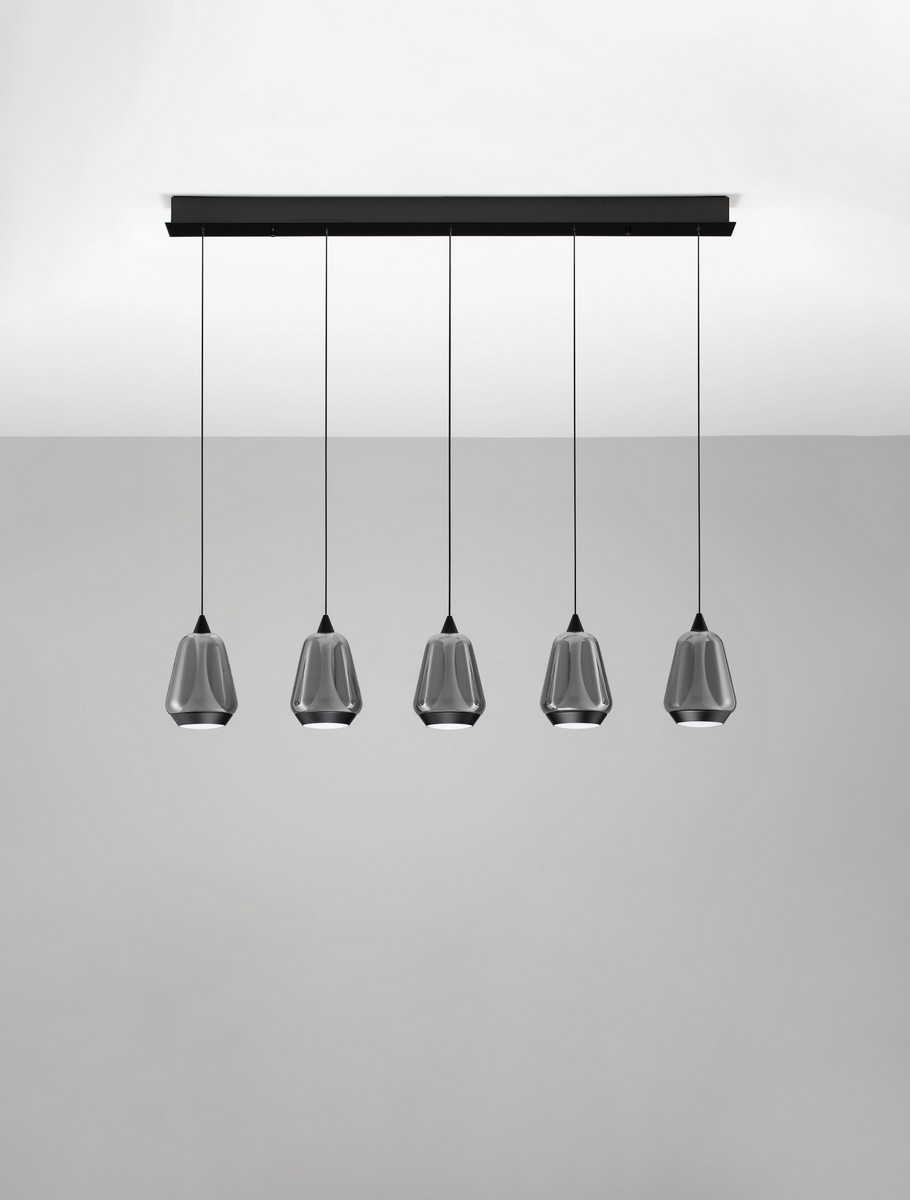 Lampa wisząca nowoczesna Luces Exclusivas RORIZNO, czarno-dymiona, LED 37 W 3000 K, szer. 8,5 cm – LE46148 - obrazek 2