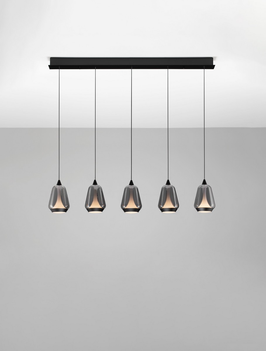 Lampa wisząca nowoczesna Luces Exclusivas RORIZNO, czarno-dymiona, LED 37 W 3000 K, szer. 8,5 cm – LE46148 - obrazek 3