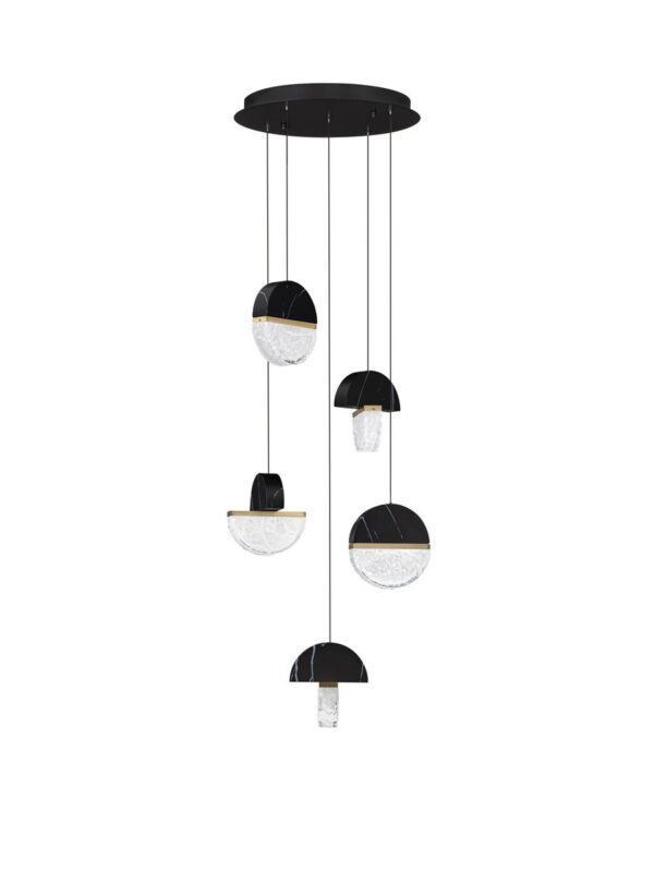 Lampa wisząca nowoczesna Luces Exclusivas TARREGA, czarno-biało-złota, LED 30 W 3000 K, Ø 46 cm – LE46171