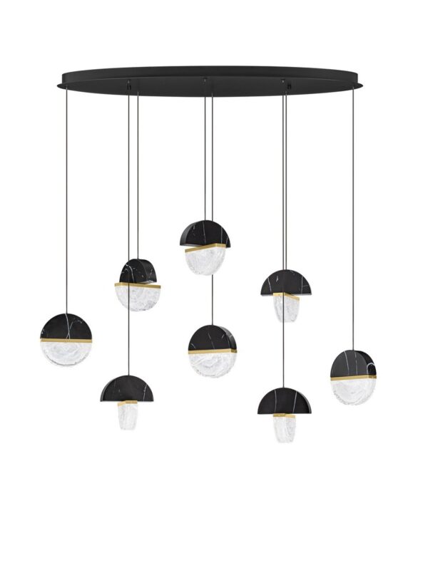 Lampa wisząca nowoczesna Luces Exclusivas TARREGA, czarno-biało-złota, LED 48 W 3000 K, szer. 40 cm – LE46177