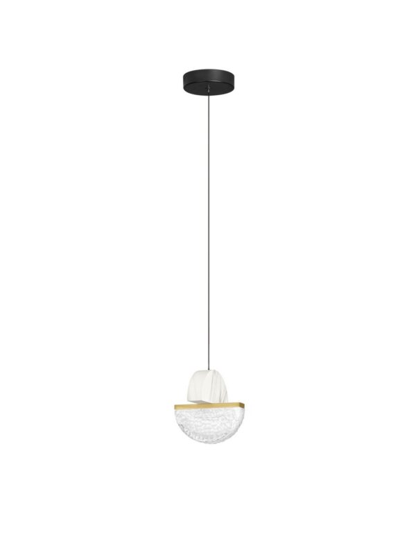 Lampa wisząca nowoczesna Luces Exclusivas TARREGA, czarno-biało-złota, LED 7 W 3000 K, Ø 16 cm – LE46181