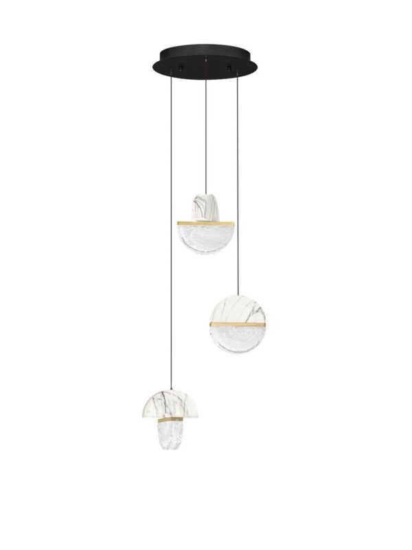 Lampa wisząca nowoczesna Luces Exclusivas TARREGA, czarno-biało-złota, LED 18 W 2700 K, Ø 38 cm – LE46184