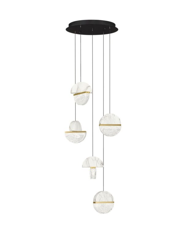 Lampa wisząca nowoczesna Luces Exclusivas TARREGA, czarno-biało-złota, LED 30 W 2700 K, Ø 46 cm – LE46186