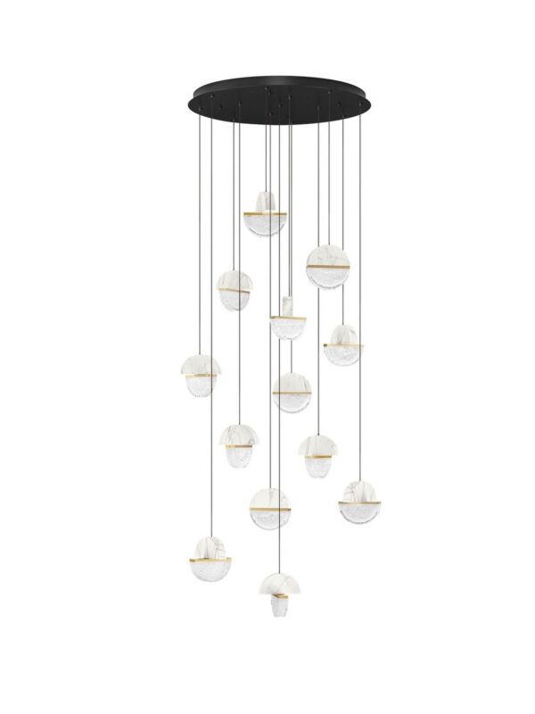 Lampa wisząca nowoczesna Luces Exclusivas TARREGA, czarno-biało-złota, LED 72 W 3000 K, Ø 78 cm – LE46189