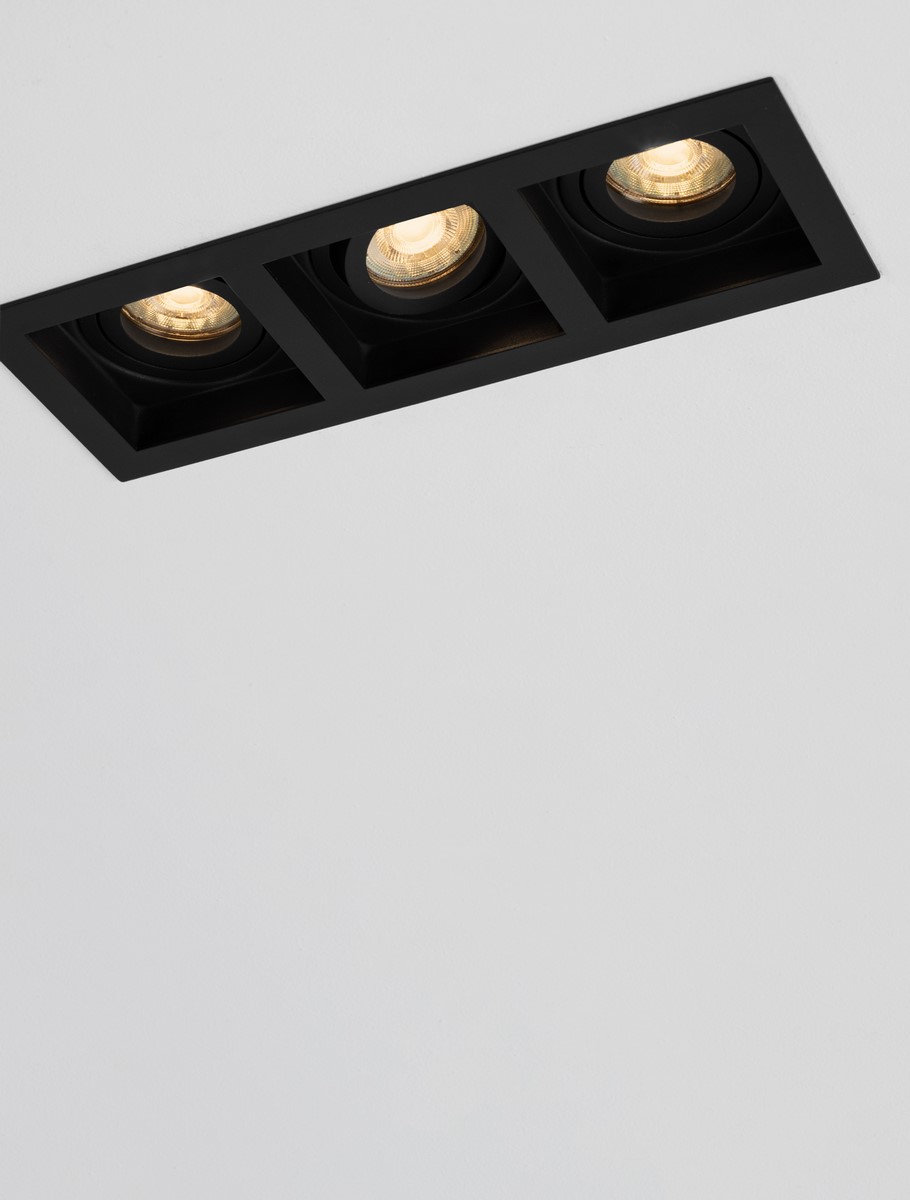 Oprawa wpuszczana minimalistyczna Luces Exclusivas CASTIL, czarna, 3 × GU10, szer. 10 cm – LE62281 - obrazek 4