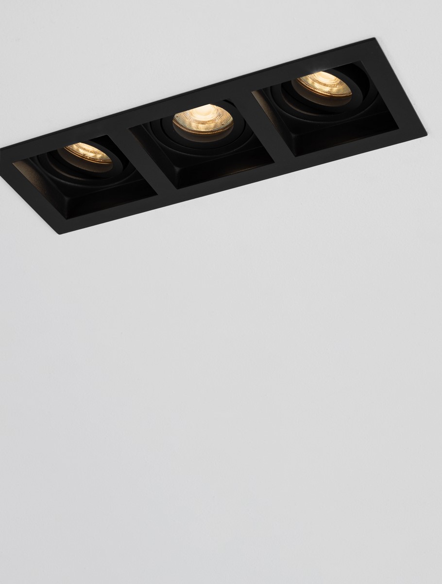 Oprawa wpuszczana minimalistyczna Luces Exclusivas CASTIL, czarna, 3 × GU10, szer. 10 cm – LE62281 - obrazek 5