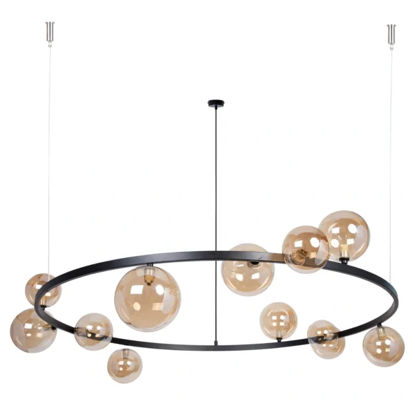 Lampa wisząca w stylu modern classic BOLERO 12 klosz bursztyn, 12 × G9 – Sigma Lighting 41324