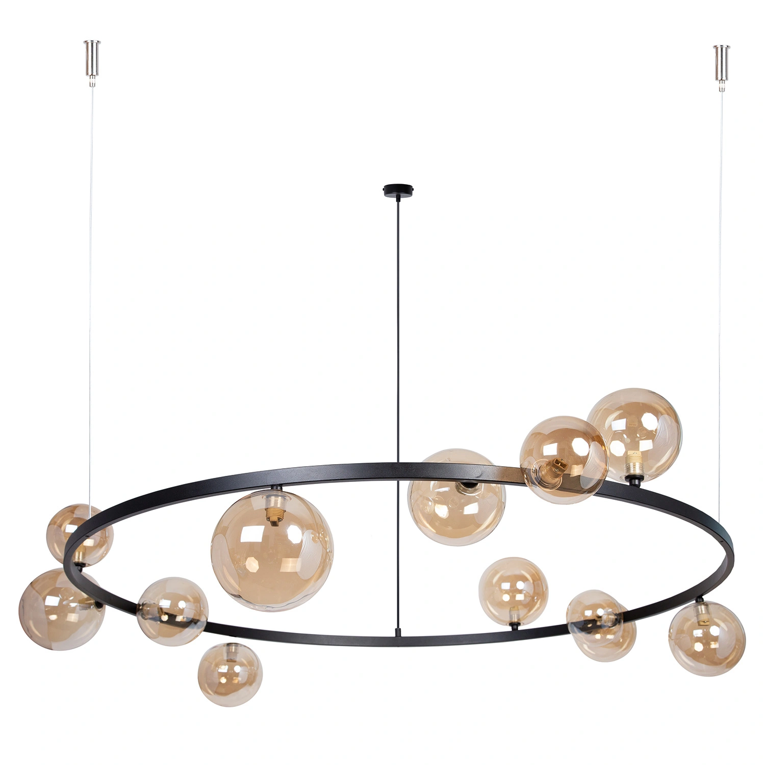 Lampa wisząca w stylu modern classic BOLERO 12 klosz bursztyn, 12 × G9 – Sigma Lighting 41324