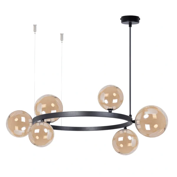 Lampa wisząca w stylu modern classic BOLERO 6 klosz bursztyn, 6 × G9 – Sigma Lighting 41322