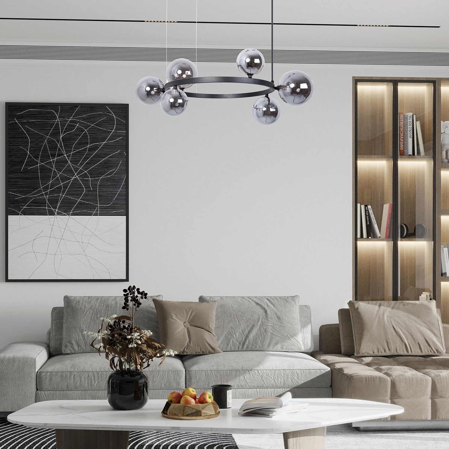 Lampa wisząca w stylu modern classic BOLERO 6 klosz grafit, 6 × G9 – Sigma Lighting 41325 - obrazek 2