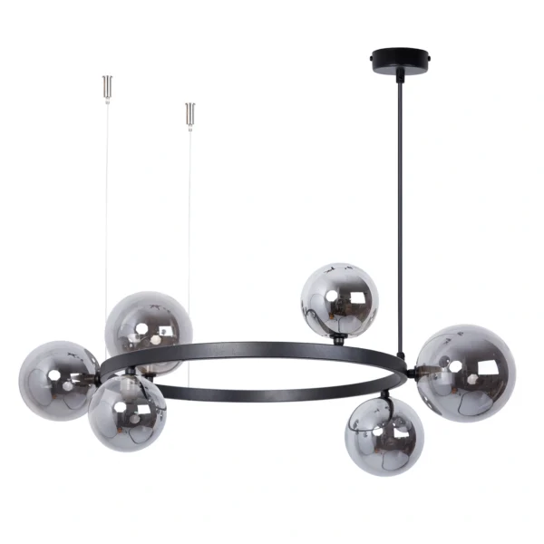 Lampa wisząca w stylu modern classic BOLERO 6 klosz grafit, 6 × G9 – Sigma Lighting 41325