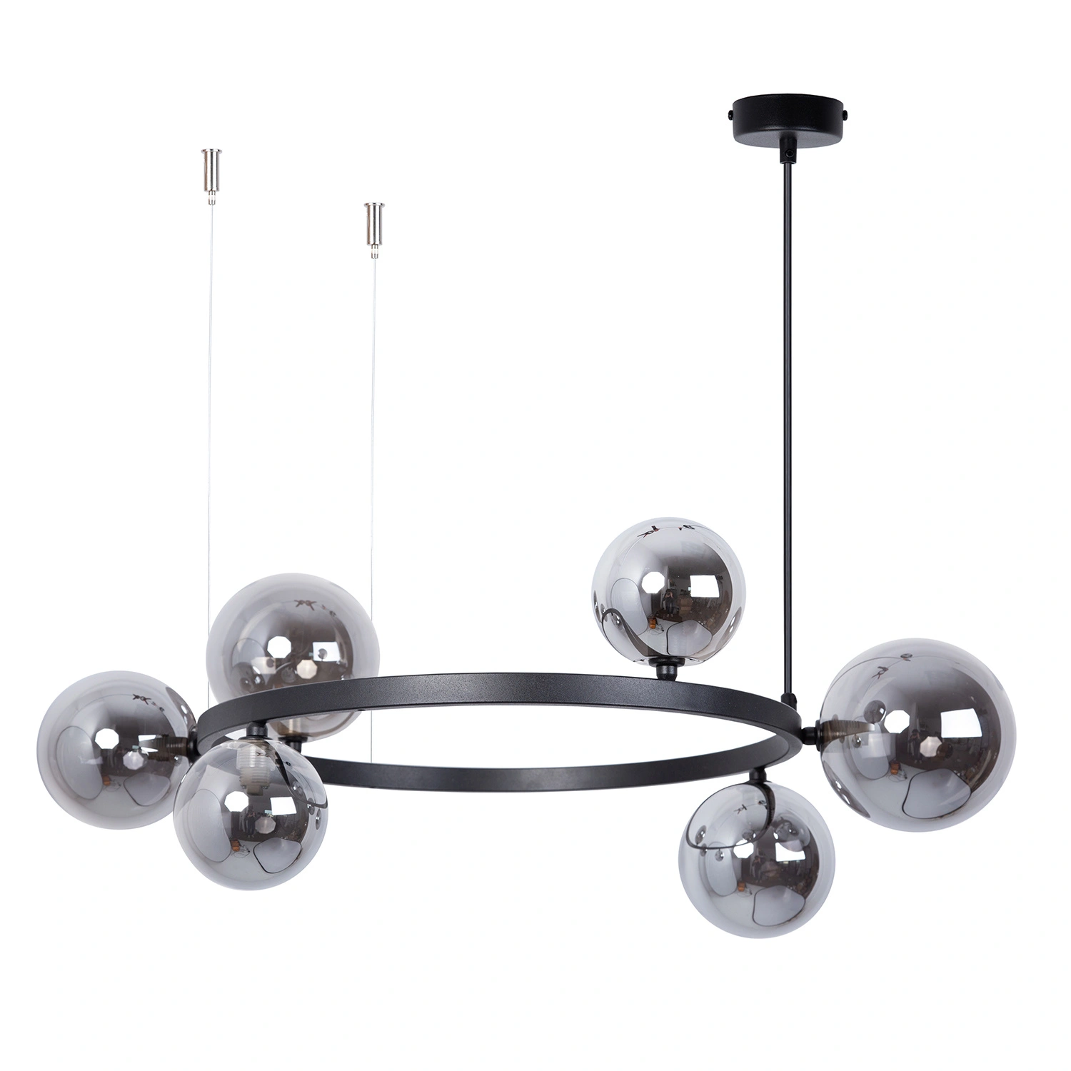 Lampa wisząca w stylu modern classic BOLERO 6 klosz grafit, 6 × G9 – Sigma Lighting 41325