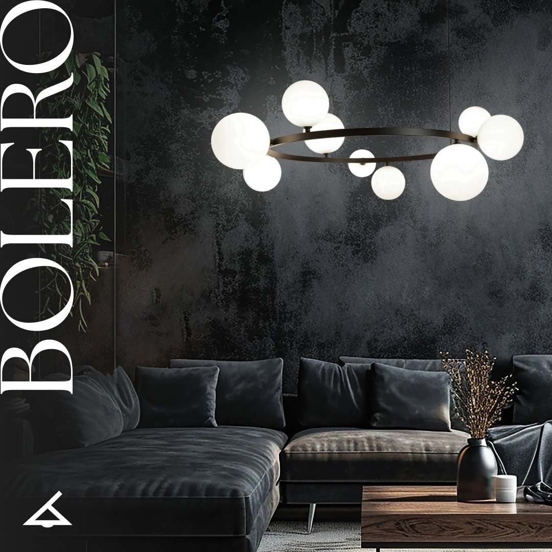 Lampa wisząca w stylu modern classic BOLERO 9 klosz biały, 9 × G9 – Sigma Lighting 41320 - obrazek 2