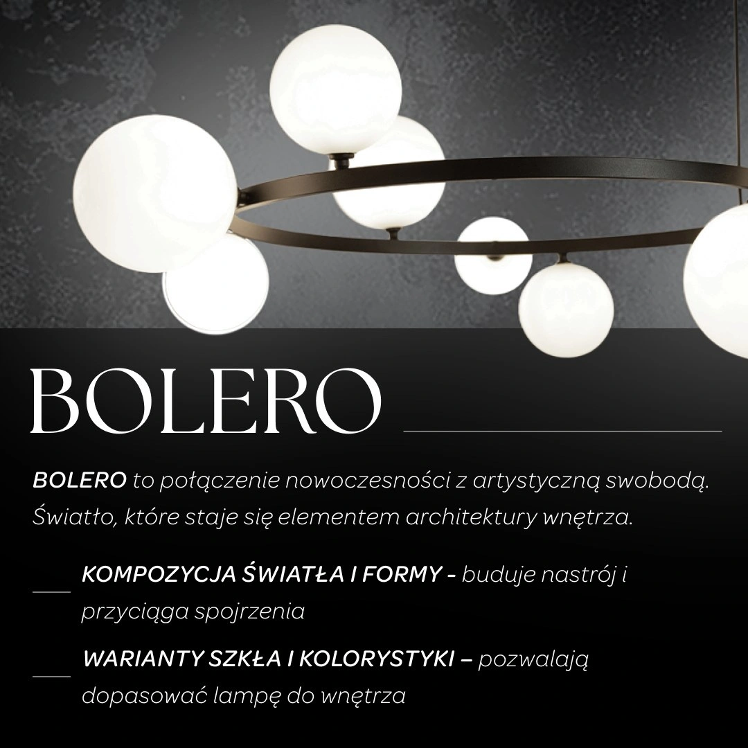 Lampa wisząca w stylu modern classic BOLERO 9 klosz biały, 9 × G9 – Sigma Lighting 41320 - obrazek 3