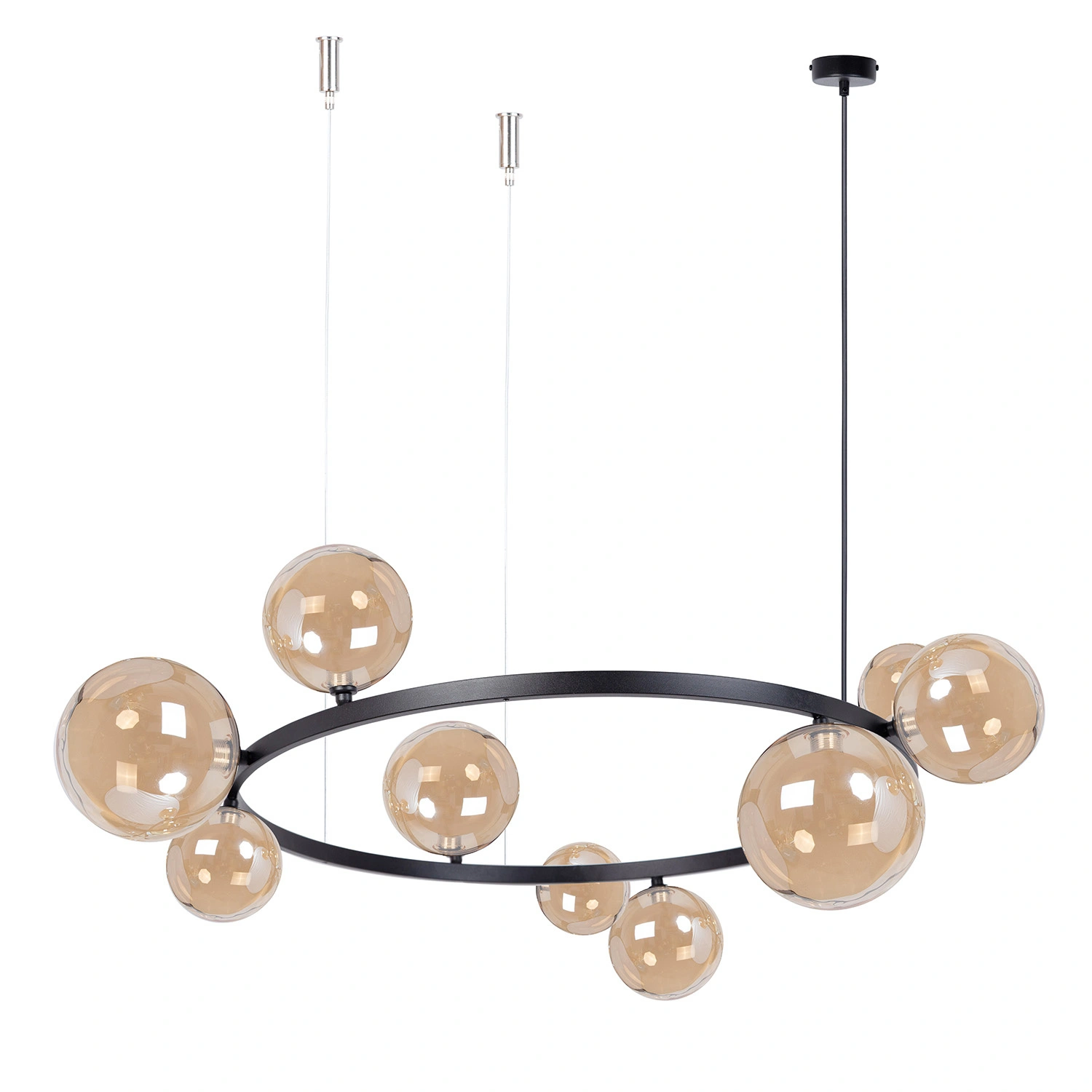 Lampa wisząca w stylu modern classic BOLERO 9 klosz bursztyn, 9 × G9 – Sigma Lighting 41323