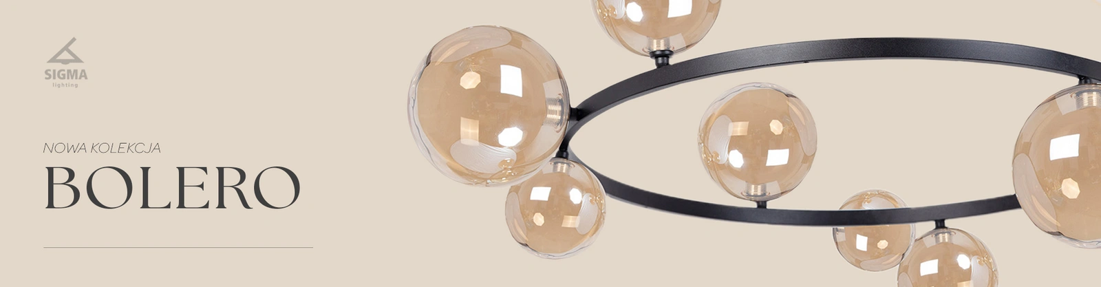 Lampa wisząca w stylu modern classic BOLERO 9 klosz bursztyn, 9 × G9 – Sigma Lighting 41323 - obrazek 2