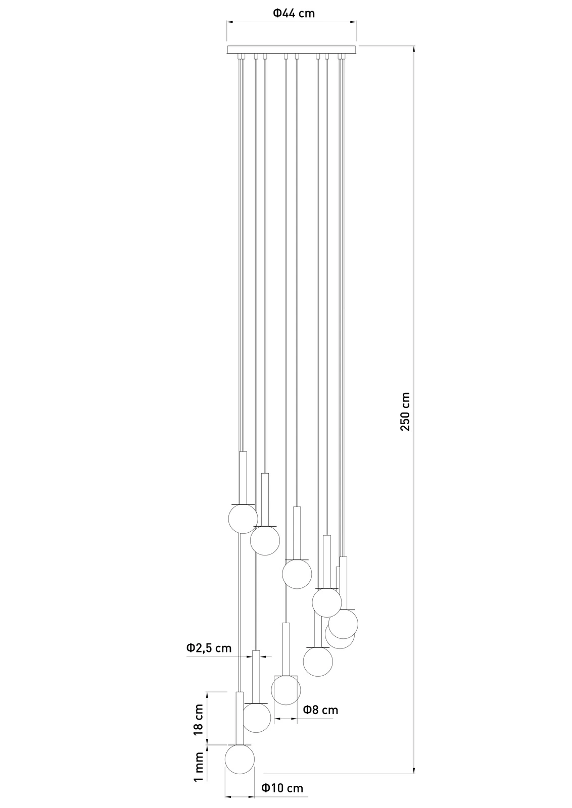 Lampa wisząca nowoczesna DAISY 10 ANTRESOLA złoty transparentny, 10 × G9 – Sigma Lighting 42058 - obrazek 3