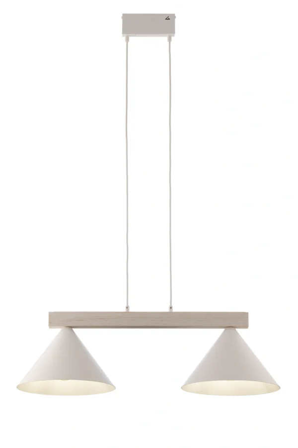 Lampa wisząca skandynawska DECO 2 biały/drewno bielone, 2 × E27 – Sigma Lighting 41819