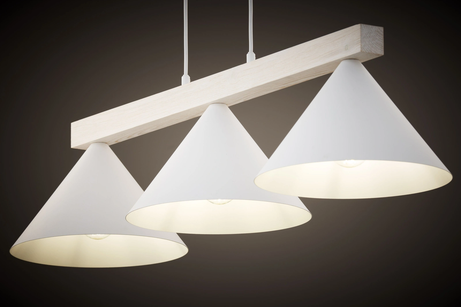 Lampa wisząca skandynawska DECO 3 biały/drewno bielone, 3 × E27 – Sigma Lighting 41818 - obrazek 2