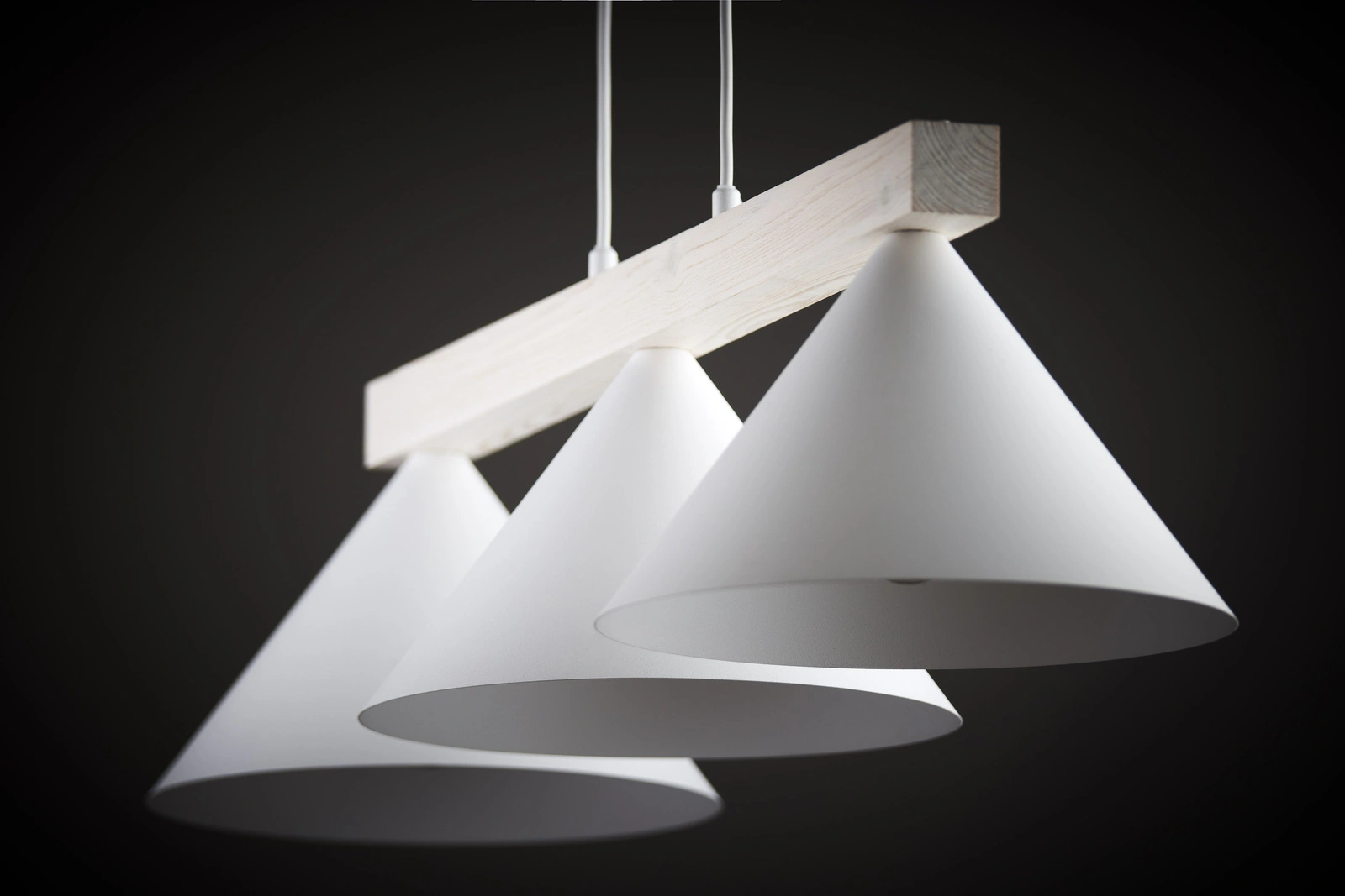 Lampa wisząca skandynawska DECO 3 biały/drewno bielone, 3 × E27 – Sigma Lighting 41818 - obrazek 3