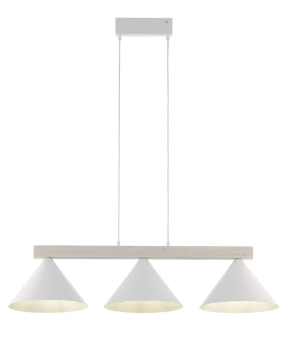 Lampa wisząca skandynawska DECO 3 biały/drewno bielone, 3 × E27 – Sigma Lighting 41818