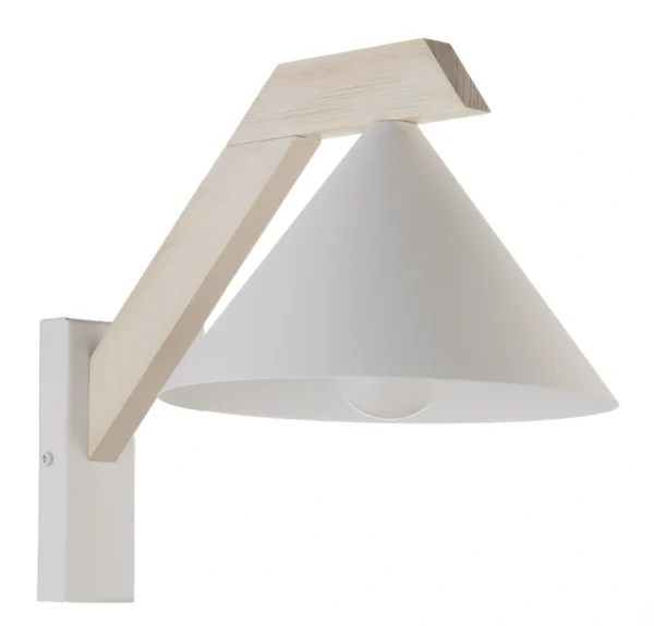 Kinkiet skandynawski DECO biały/drewno bielone, 1 × E27 – Sigma Lighting 41821