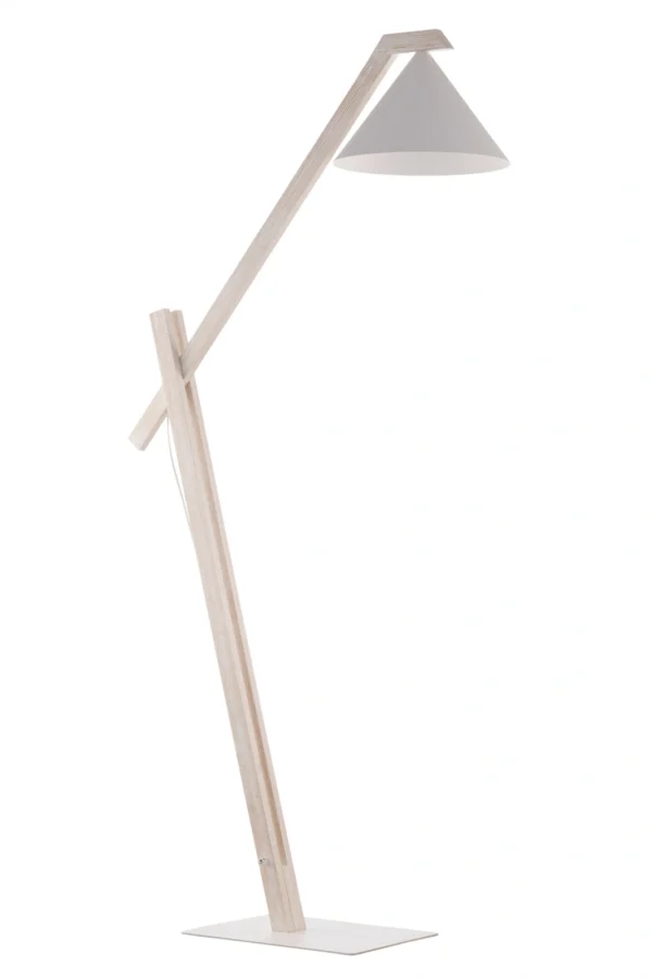 Lampa podłogowa skandynawska DECO lampa podłogow biały/drewno bielone, 1 × E27 – Sigma Lighting 41817