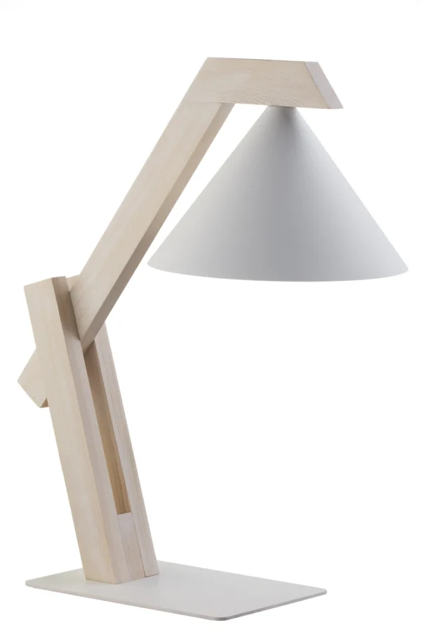 Lampa stołowa skandynawska DECO biały/drewno bielone, 1 × E27 – Sigma Lighting 41820